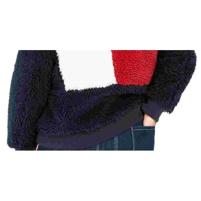 Bridal cardiganTommy Hilfiger Women's Colorblocked Logo Sherpa Coat Navy Size 0X